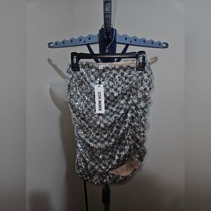 Steve Madden Glittering Silver Sequin Skirt